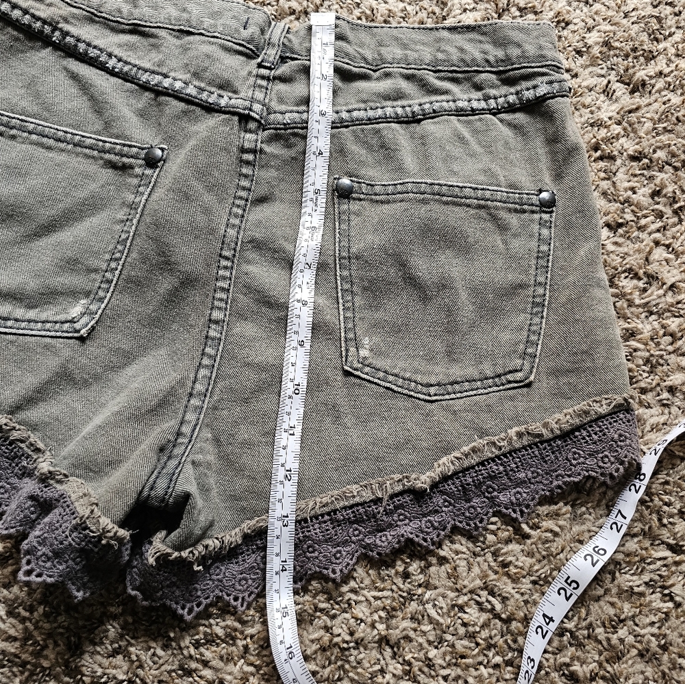 Free People Gray Jean Shorts with Lace Trim - Picture 11 of 11